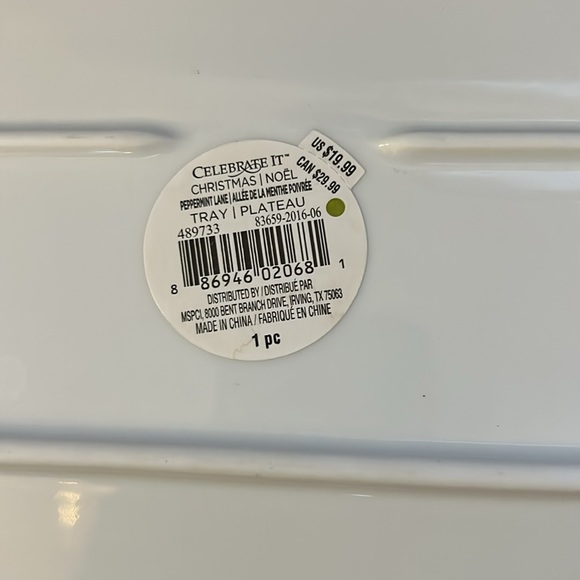 New Celebrate It Christmas/ Noel 14” Peppermint Lane Ceramic Tray - Picture 4 of 4